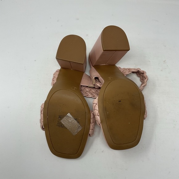 Journee Melissa Sandals Womens 8 Pink Woven Straps Block Heel Slip On Shoes - Picture 9 of 10